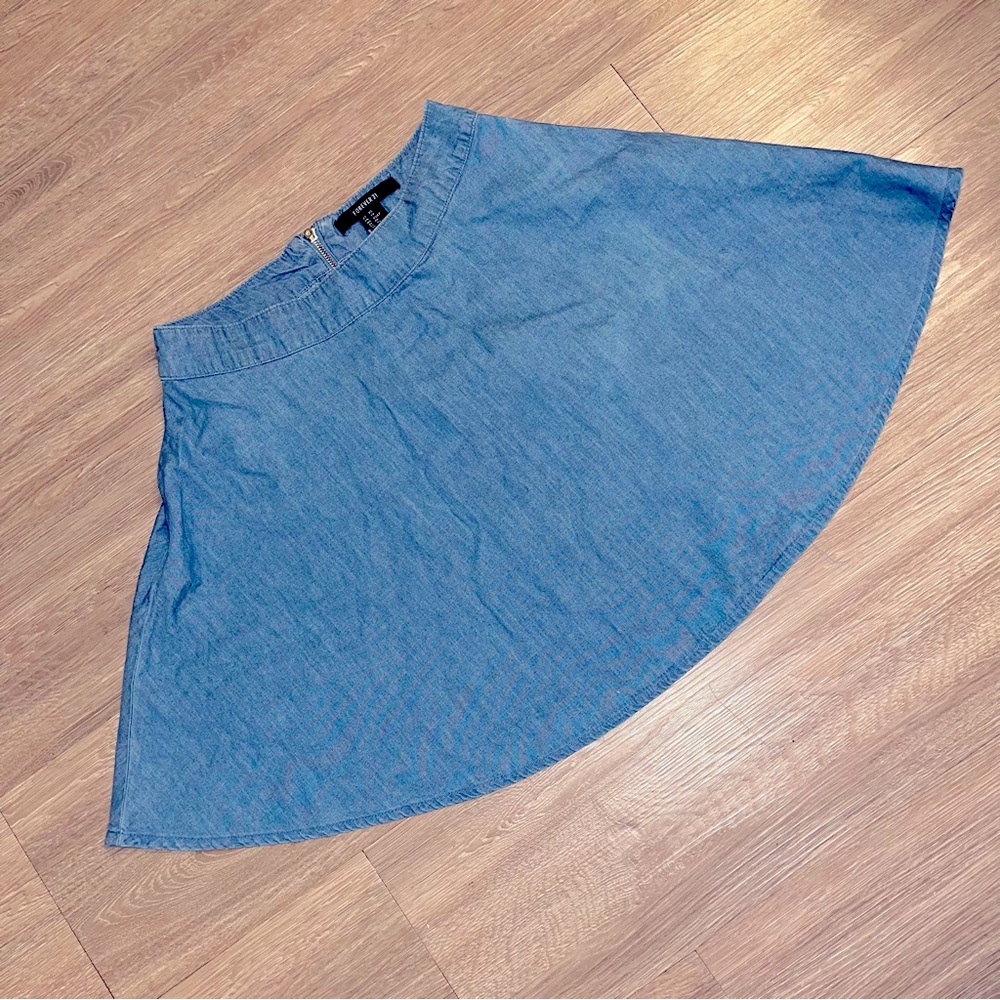 Denim-blue Mini Skater Skirt